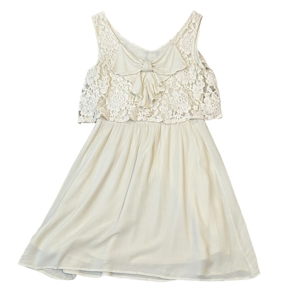 CHARMING CHARLIE off white lace gauze dress size medium lined - Picture 2 of 8